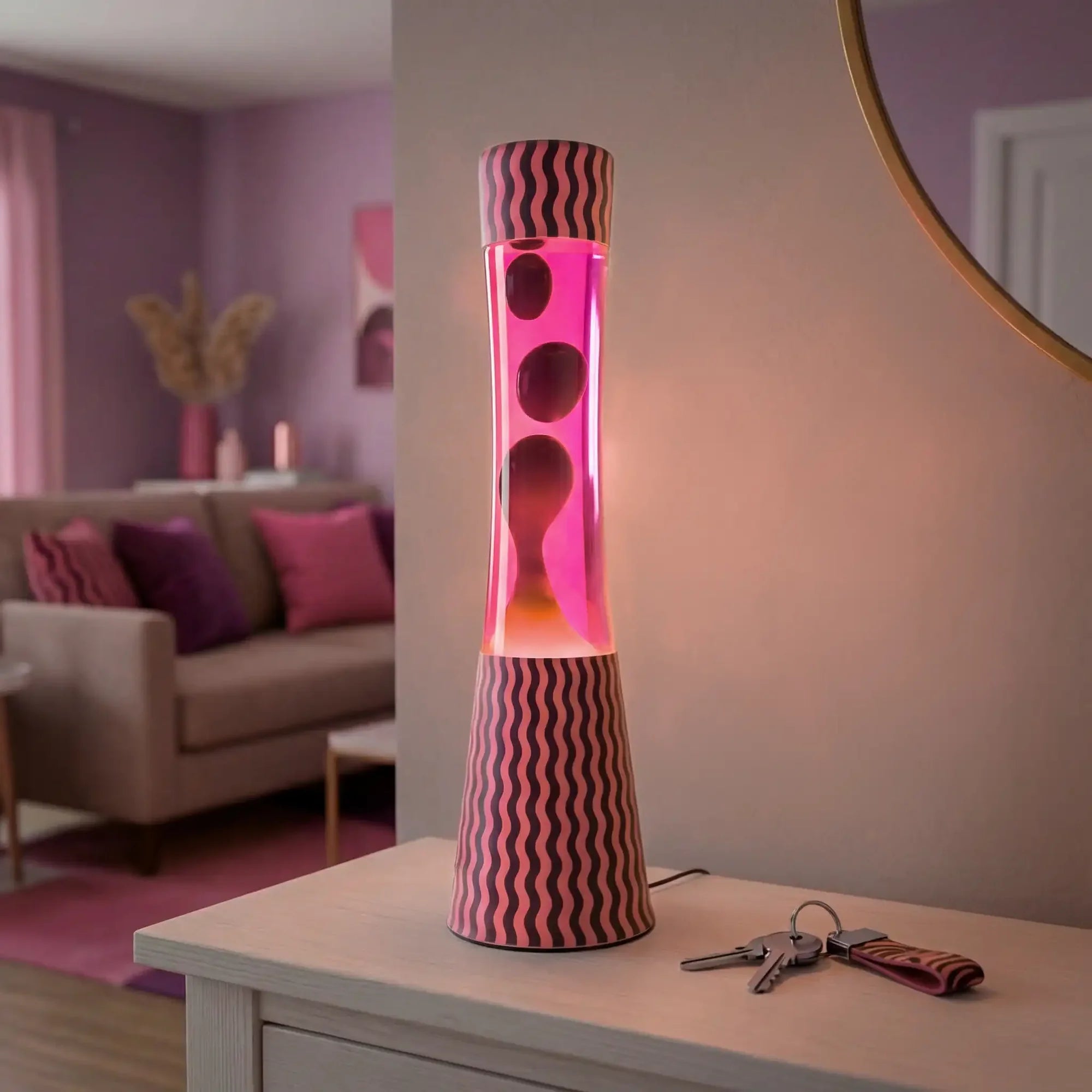 Tower Pink and Brown Waves - Lampe lave