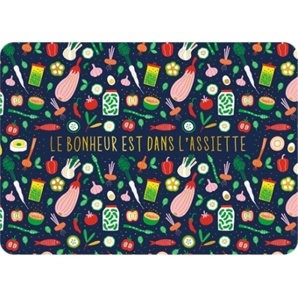 Le bonheur est dans l'assiette - Set de table dorure Cartes d'art 