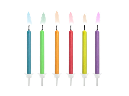 Bougies d'anniversaire Flammes colorées - Pack de 6 pcs PartyDeco 