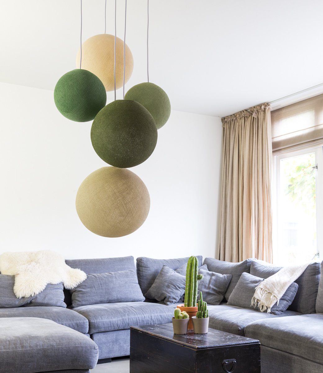 Jungle Greens - Suspension 5 globes Cotton Ball Lights 