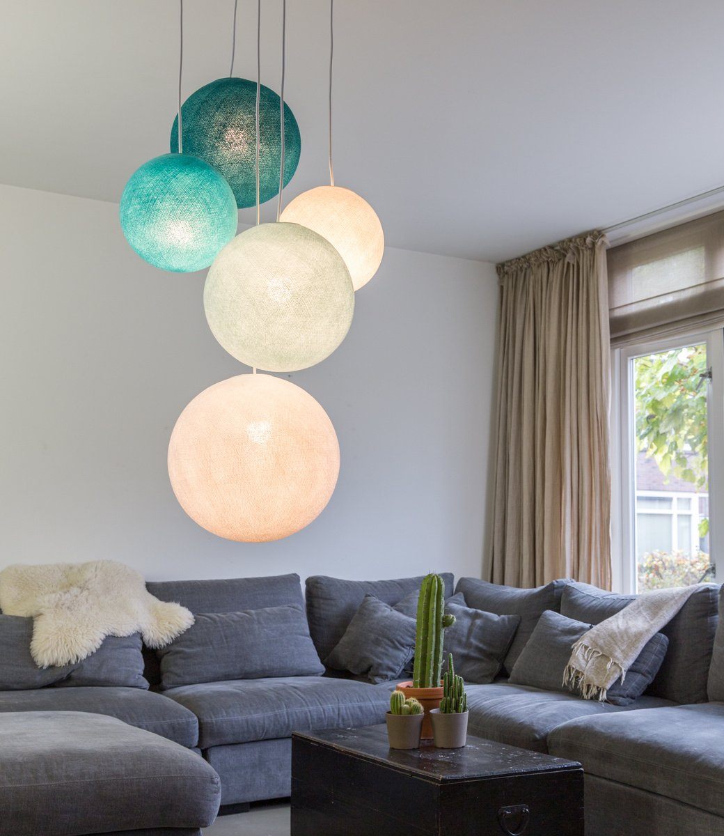 Ocean Blues - Suspension 5 globes Cotton Ball Lights 