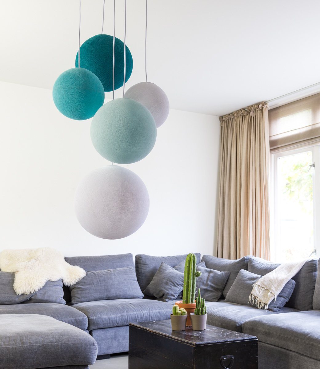 Ocean Blues - Suspension 5 globes Cotton Ball Lights 