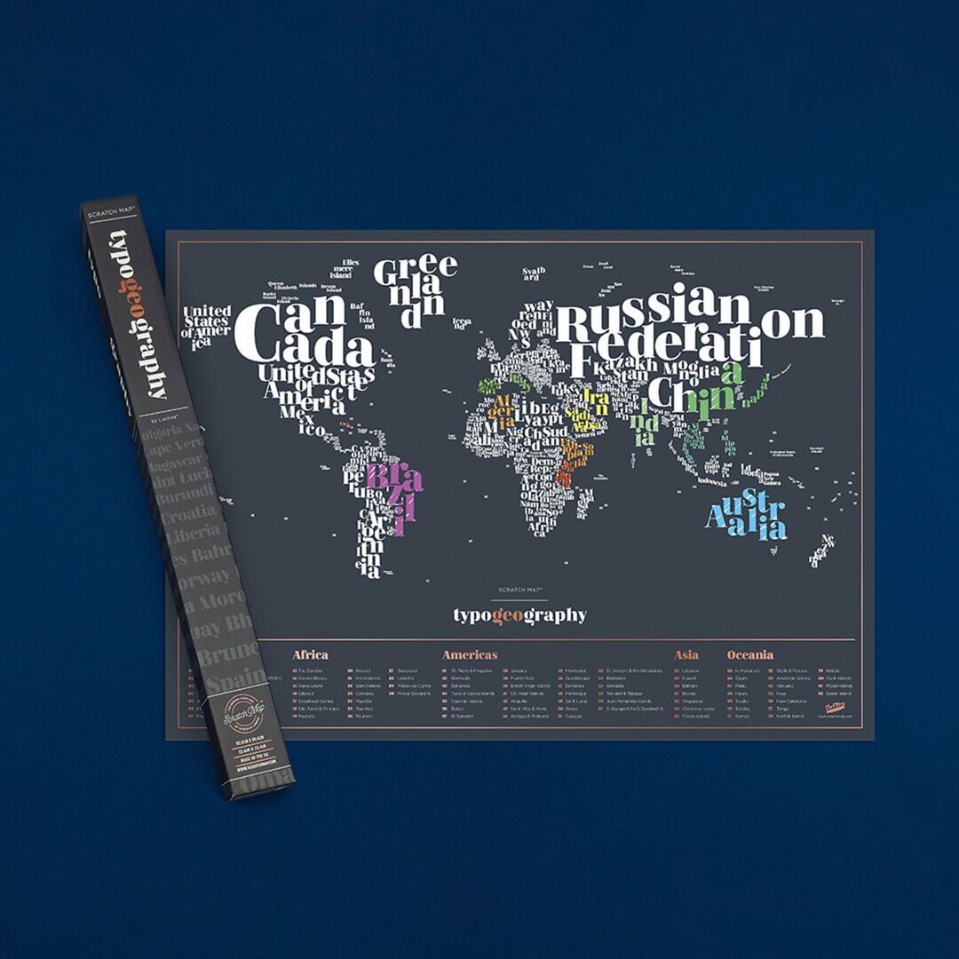 Typogeography Scratch Map - Carte à gratter Luckies of London 
